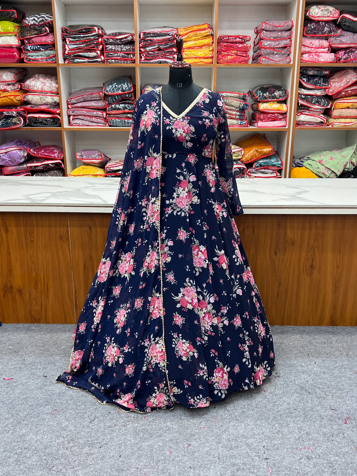 Digital Printed Soft Georgette Full Stiched Gown With Duppata