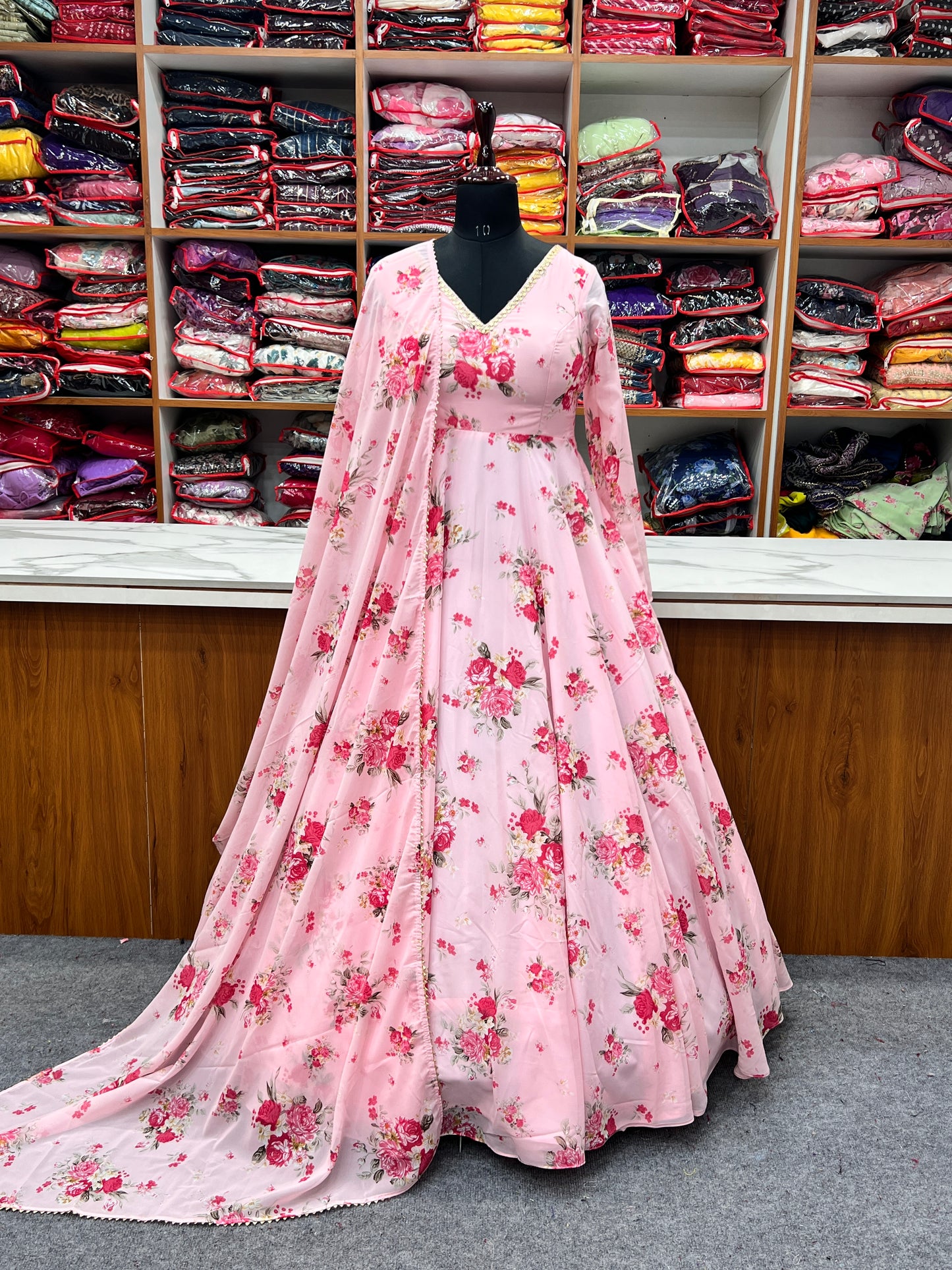 Digital Printed Soft Georgette Full Stiched Gown With Duppata