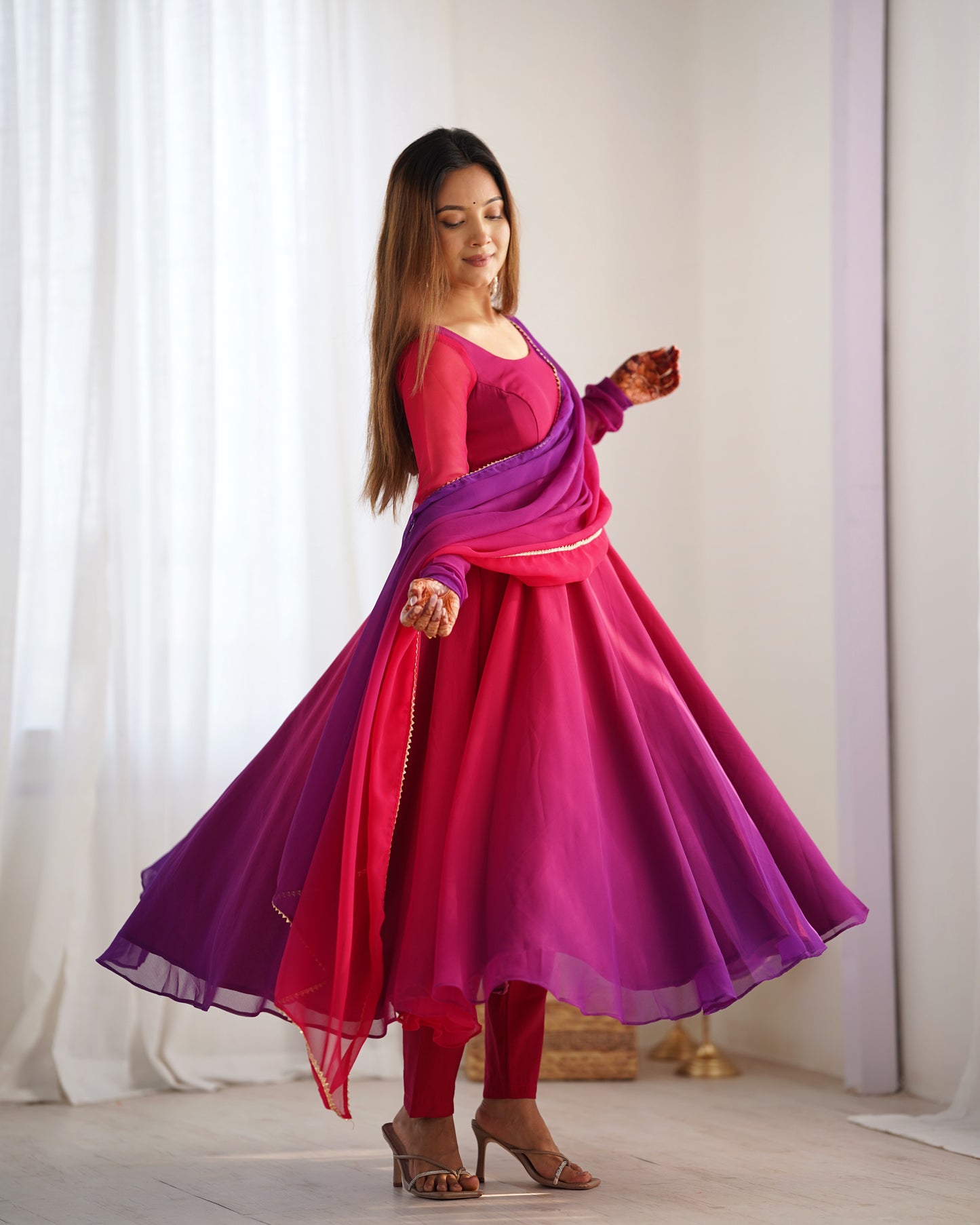 New Heavy Georgette Anarkali Stiched Colourful Padding Gown