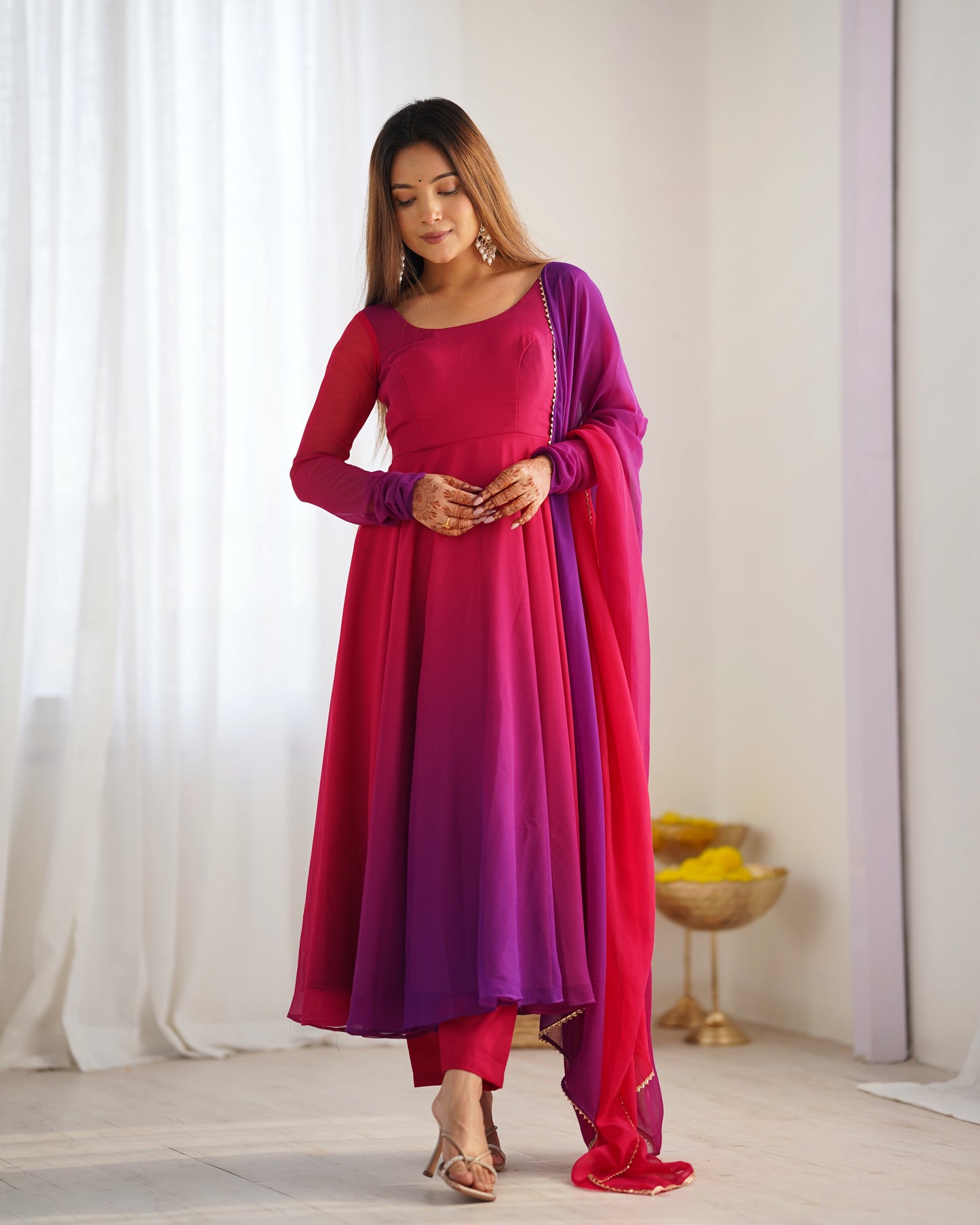 New Heavy Georgette Anarkali Stiched Colourful Padding Gown