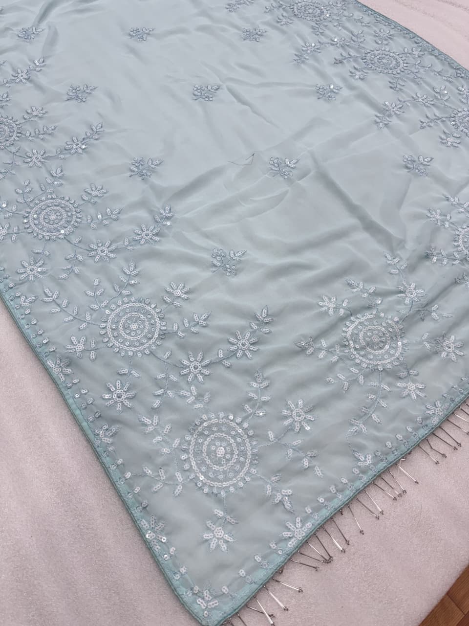 Premium Faux Georgette Designer Saree with Heavy Embroidery & 5mm Sequins Work