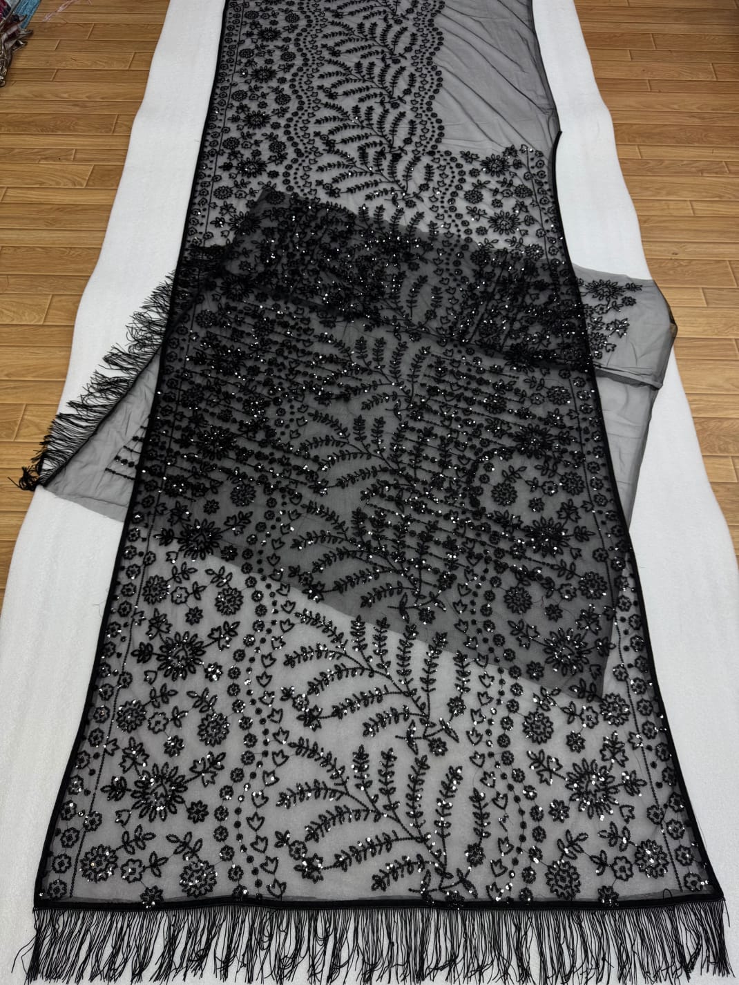 Bollywood-Inspired Premium Butterfly Net Saree with Heavy Sequins Embroidery Designer Blouse