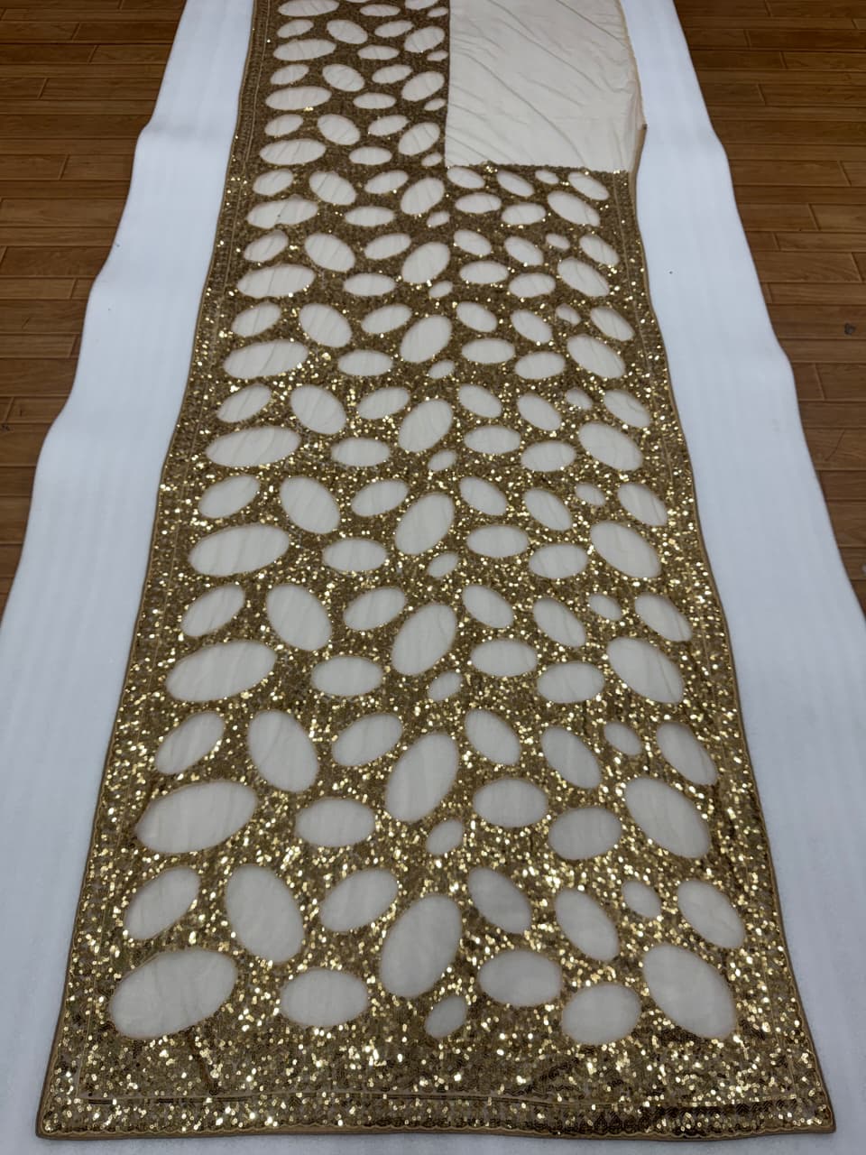 Spacial Party Wear Gold Colour Sequece Work Designer Saree With Fancy Blouse