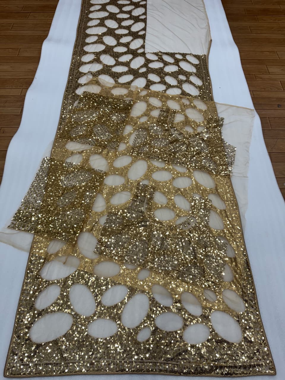 Spacial Party Wear Gold Colour Sequece Work Designer Saree With Fancy Blouse