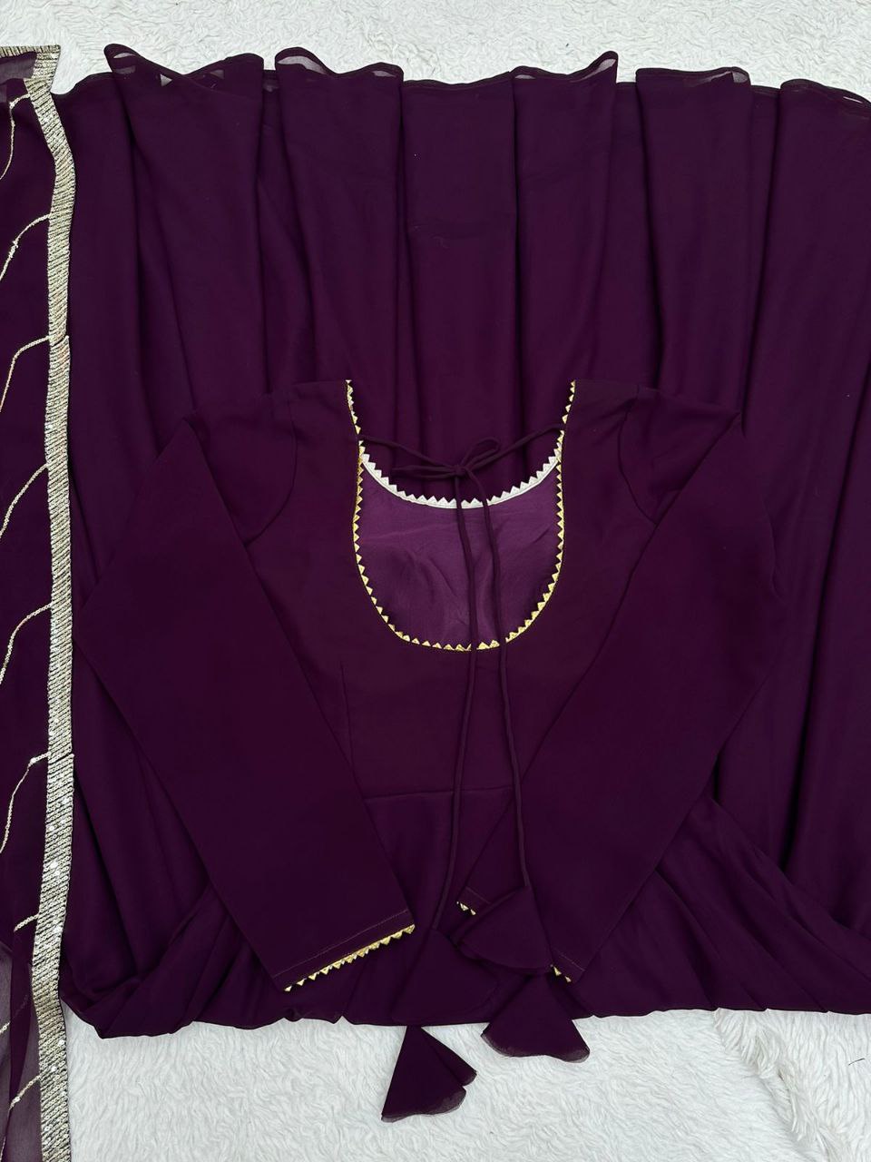 Wine Colour Party Wear Full Stiched Gown With Designer Duppta