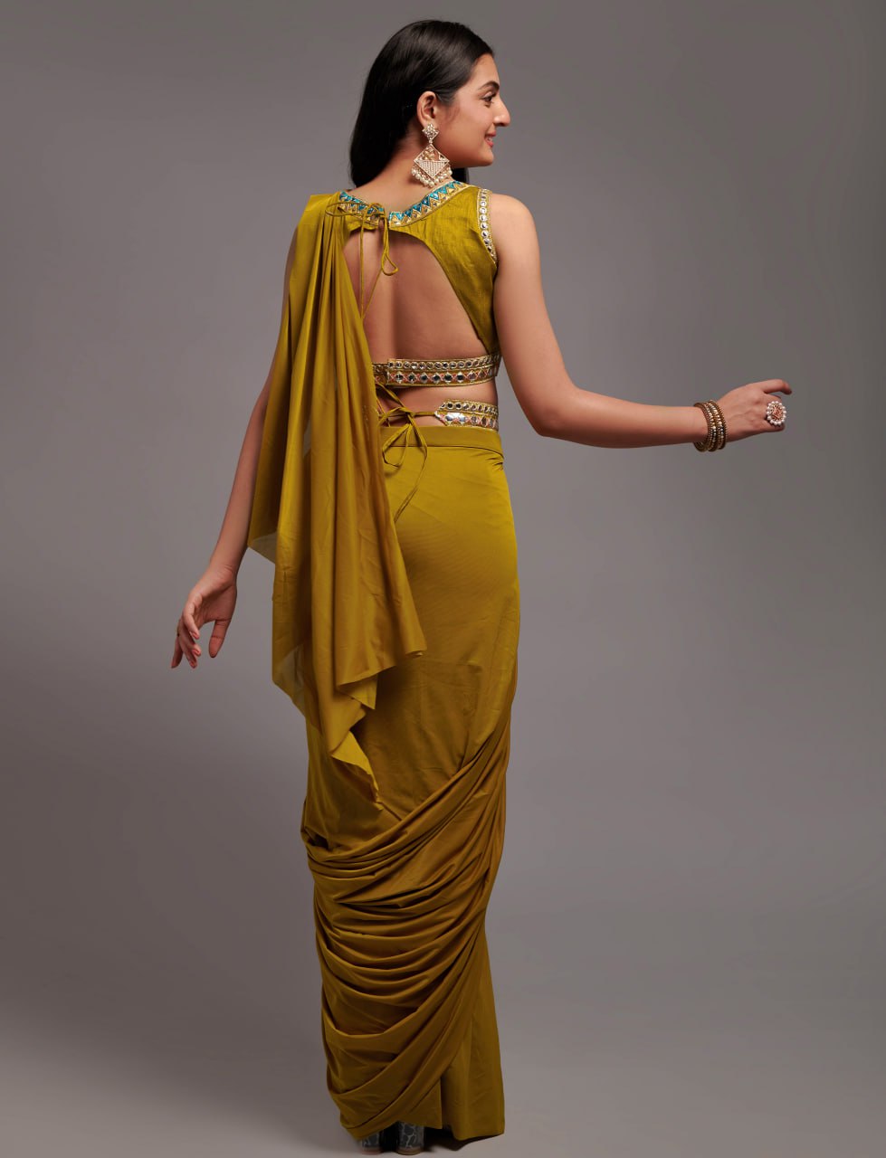 New Malai Silk Ready To Wear Heavy Worked Saree With Beautiful Worked