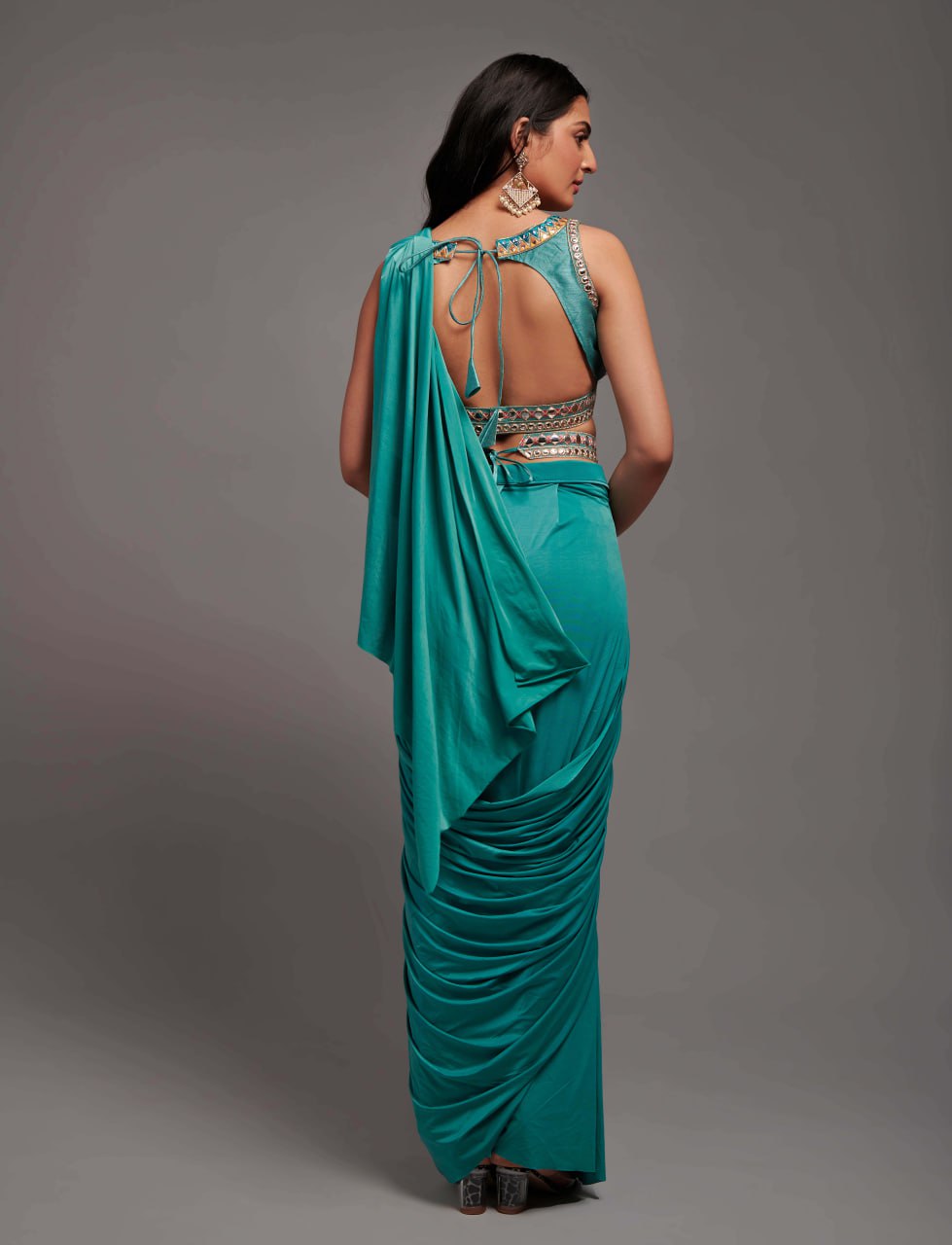 New Malai Silk Ready To Wear Heavy Worked Saree With Beautiful Worked