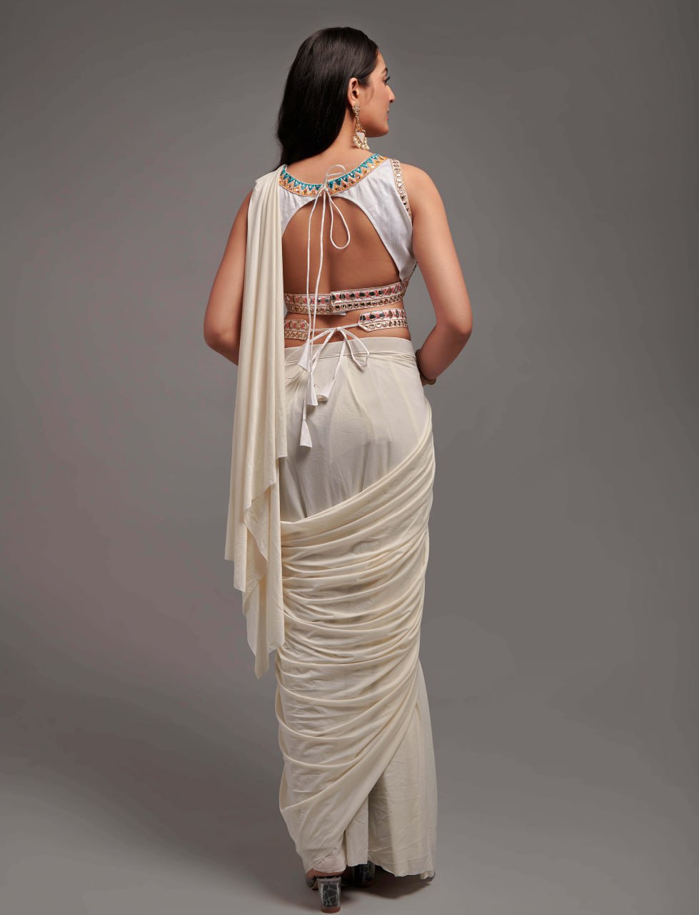 New Malai Silk Ready To Wear Heavy Worked Saree With Beautiful Worked