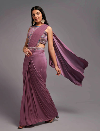 New Malai Silk Ready To Wear Heavy Worked Saree With Beautiful Worked