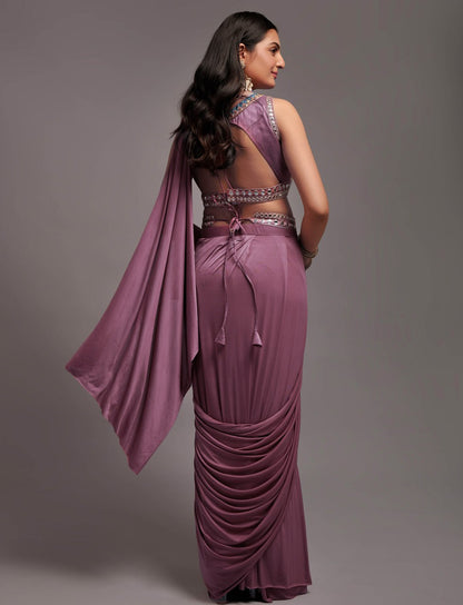 New Malai Silk Ready To Wear Heavy Worked Saree With Beautiful Worked