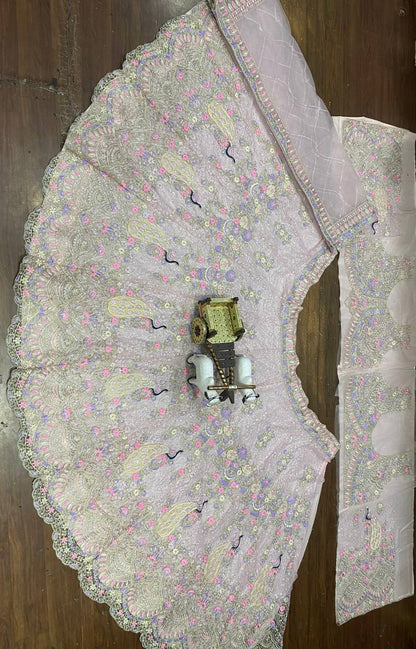 Premium Butterfly Net Sequins Wedding Wear Semi-Stitched Lehenga Choli Set