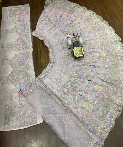 Premium Butterfly Net Sequins Wedding Wear Semi-Stitched Lehenga Choli Set