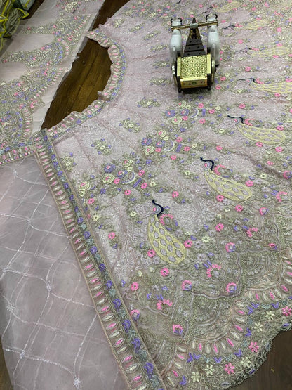 Premium Butterfly Net Sequins Wedding Wear Semi-Stitched Lehenga Choli Set