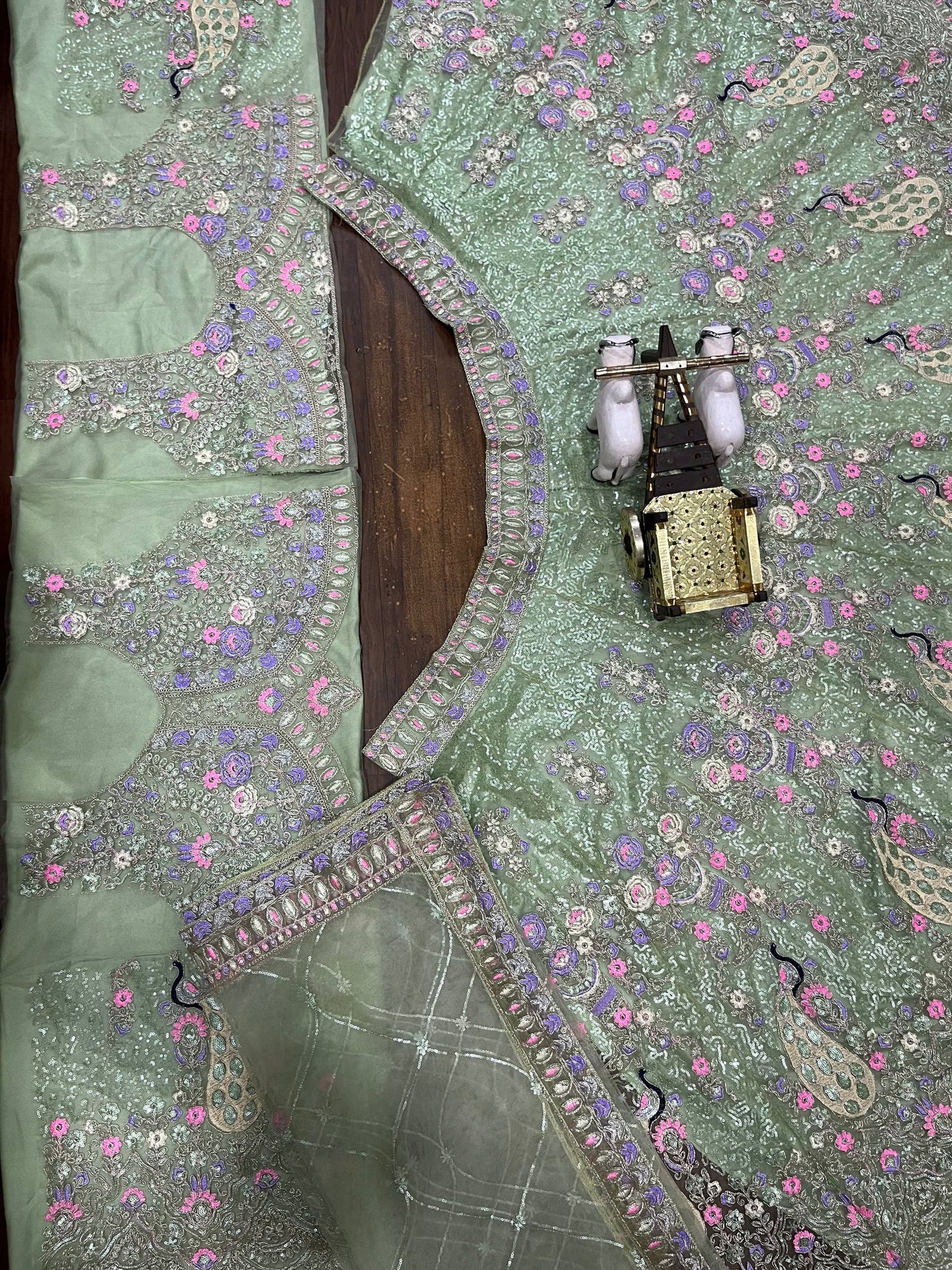 Elegant Butterfly Net Sequins Bridal Style Lehenga Coli