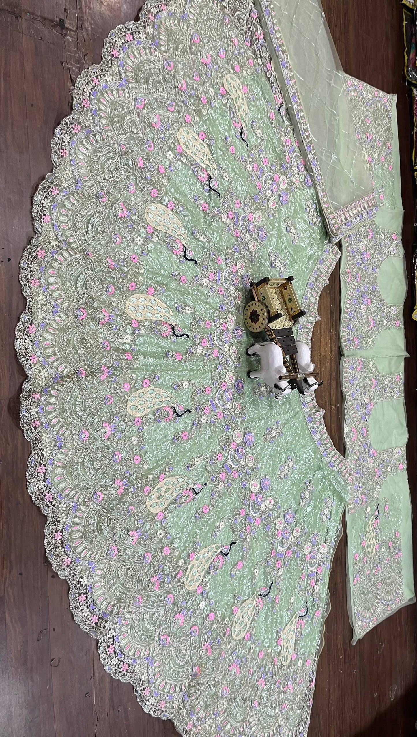 Elegant Butterfly Net Sequins Bridal Style Lehenga Coli