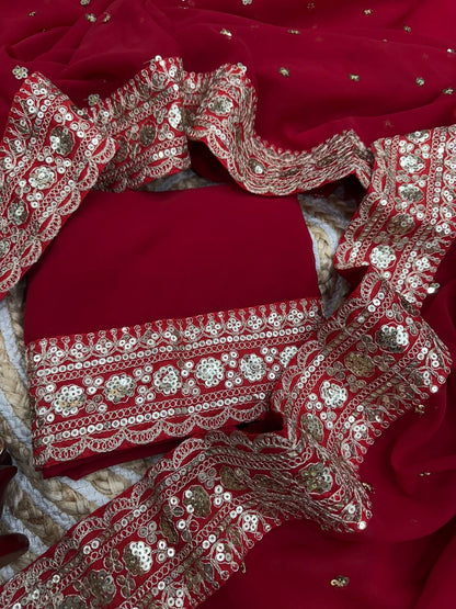 Luxury Heavy Soft Georgette Sequins Embroidered Saree