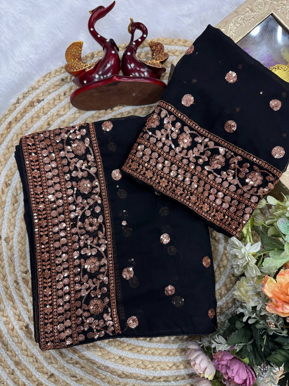 Luxe Glow Sequin Embroidered Party Wear Saree