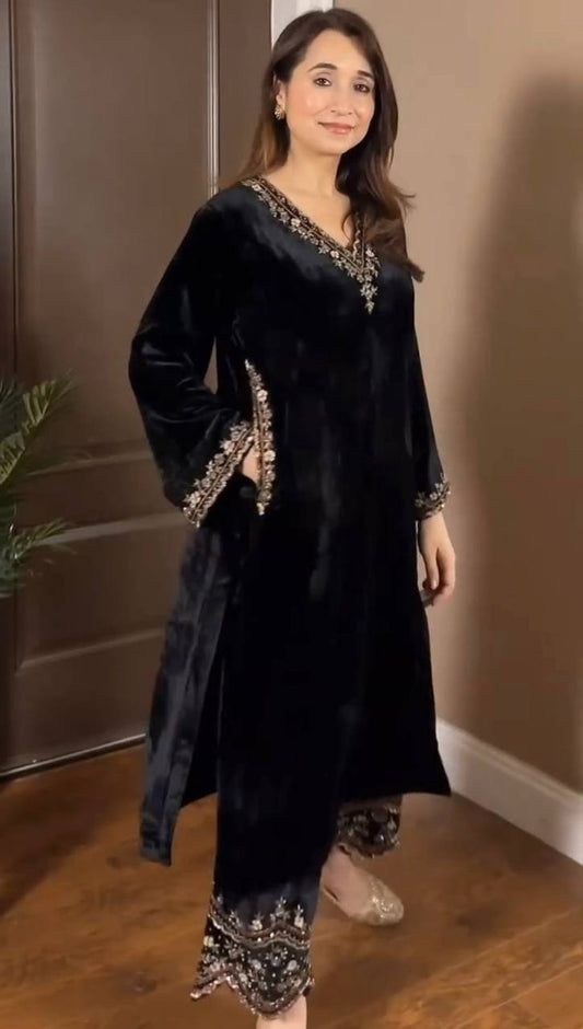 Royal Glow Premium Viscos Velvet Co-Ord Set with Thread & Sequence Work