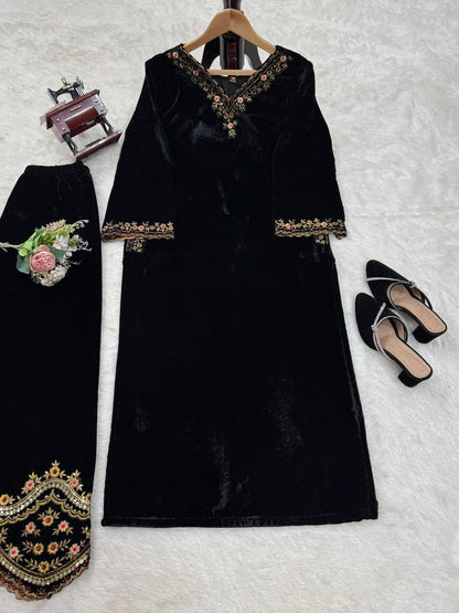 Royal Glow Premium Viscos Velvet Co-Ord Set with Thread & Sequence Work