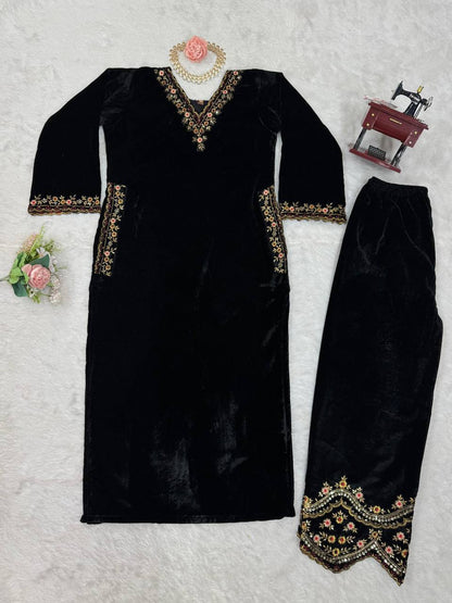 Royal Glow Premium Viscos Velvet Co-Ord Set with Thread & Sequence Work