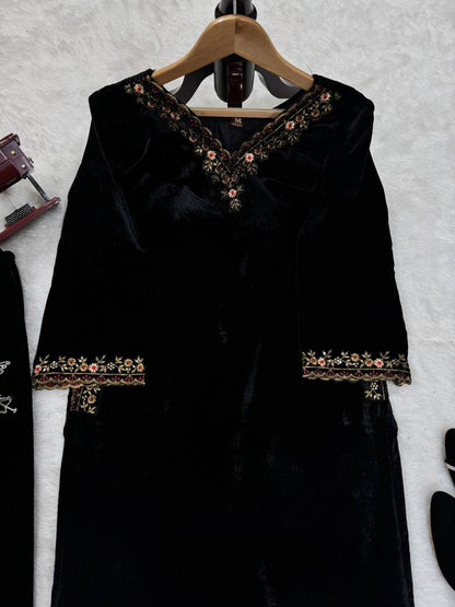 Royal Glow Premium Viscos Velvet Co-Ord Set with Thread & Sequence Work