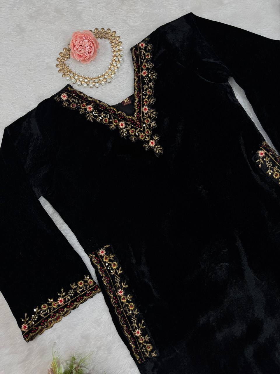 Royal Glow Premium Viscos Velvet Co-Ord Set with Thread & Sequence Work