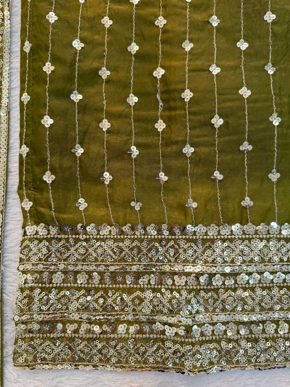 Pure Elegance Fendy Silk Designer Suit Set with Embroidered Dupatta