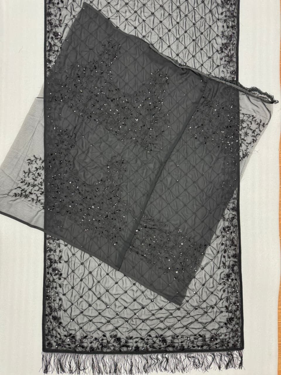 Party Wear Black Georgette Sequence Worked Saree With Designer Blouse