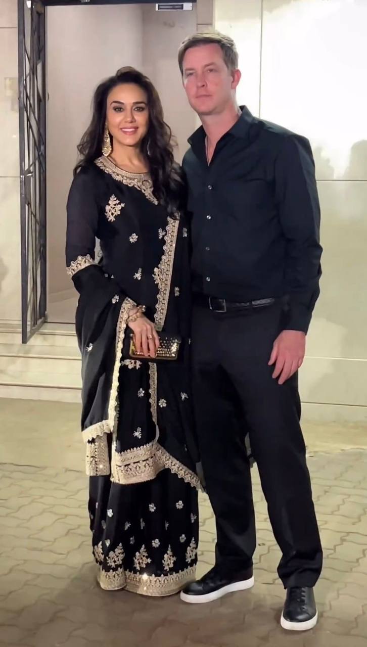 Black Georgette Embroider Worked Stiched Plazo Suit With Designer Duppata
