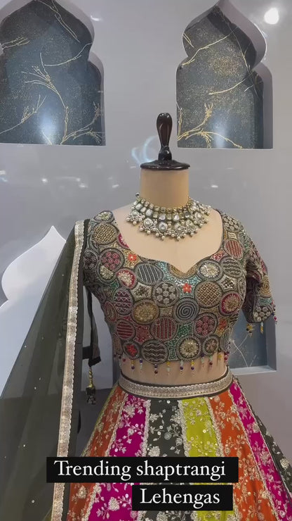 Colour Full Goergette Sequence And Embroidery Wokred Heavy Boutique Lehenga With Net Duppata