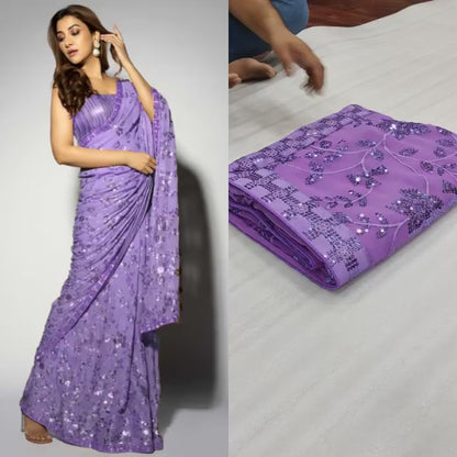 Sequence Worked Georgette Saree With Worked Blouse