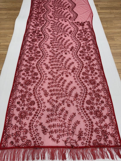 Elegant Soft Net Sequence Embroidery Worked Saree With  Designer Blouse