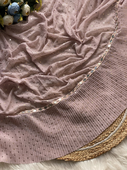 Stunning Crush Pleated Party Wear Saree with 5mm Sequins Embroidery
