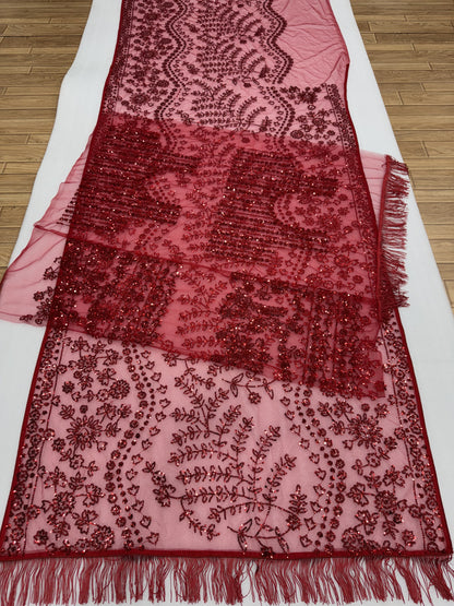 Elegant Soft Net Sequence Embroidery Worked Saree With  Designer Blouse