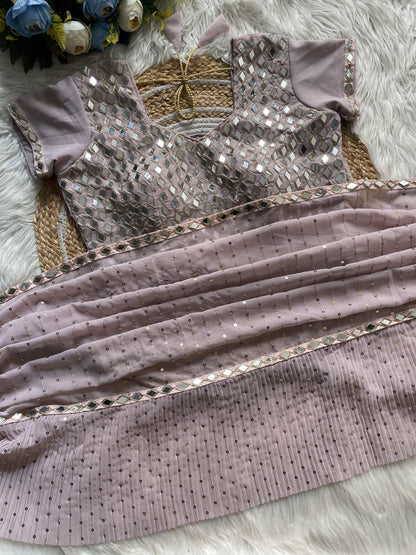 Stunning Crush Pleated Party Wear Saree with 5mm Sequins Embroidery