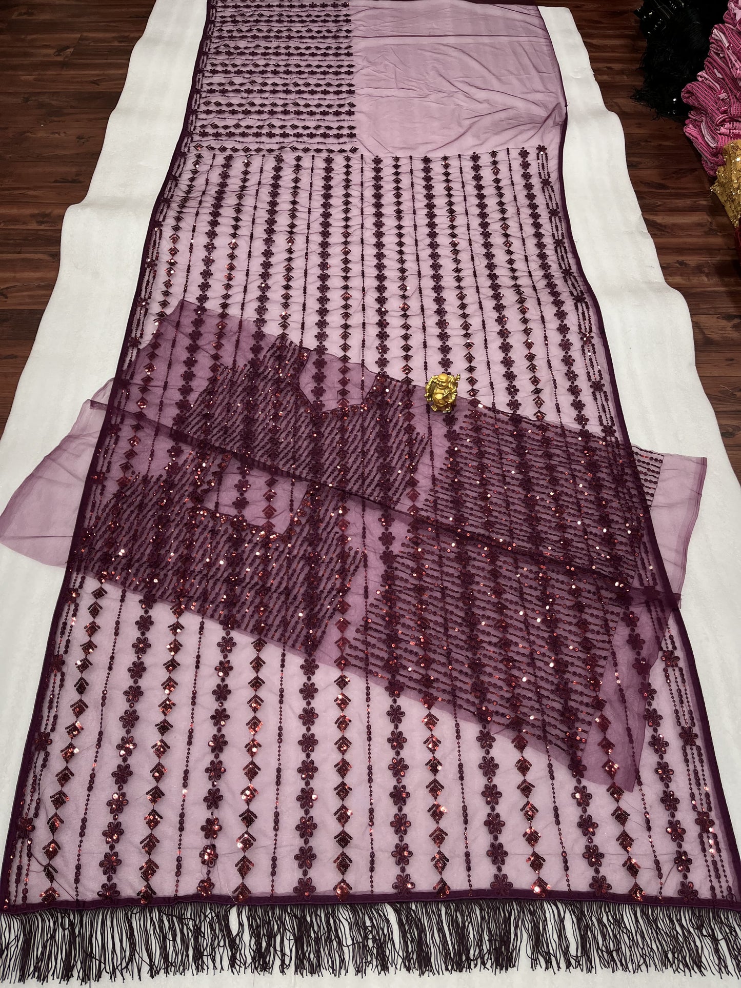 Net Sequence Embroidery Worked Saree With Heavy Blouse