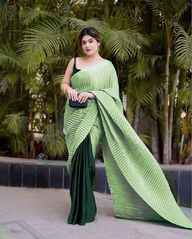 Heavy Satin Silk Party Wear Plating Saree With Silk Blouse