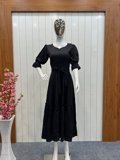 Glemorus Black Colour Moss Georgette Full Stiched  Kurti With Belt
