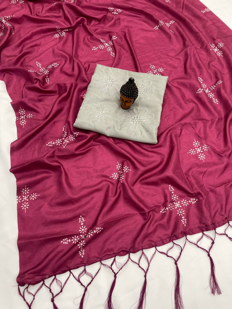 Natural Silk Original Digital Print Saree With Satin Silk Embroidary Worked Blouse