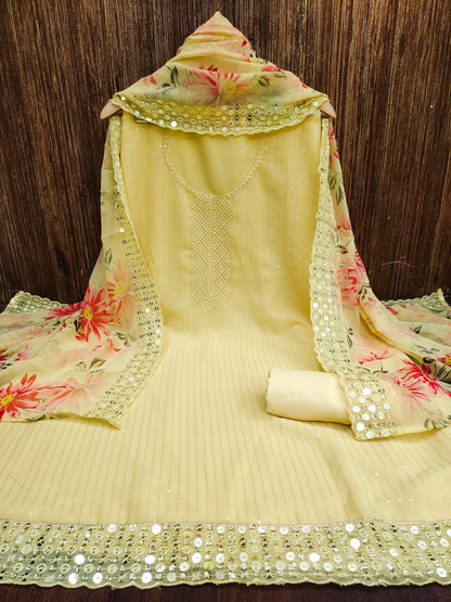 Beautiful Multi Sequence Worked Suit With Georgette Digital Printed Duppata