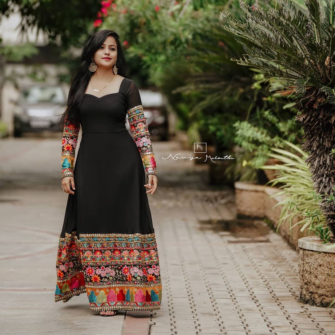 Black Designer Gown for Navaratri Celebrations
