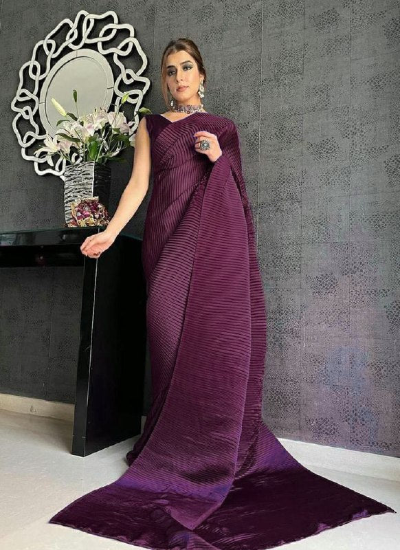 Soft Satin Silk All Over Plating Party Wear Saree With Two Ton Satin Silk Blouse