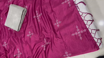Natural Silk Original Digital Print Saree With Satin Silk Embroidary Worked Blouse