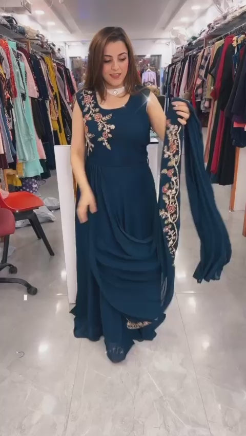 Party Georgette Drape Saree Gown, Size: Medium at Rs 55000/piece in Mumbai  | ID: 25157569433