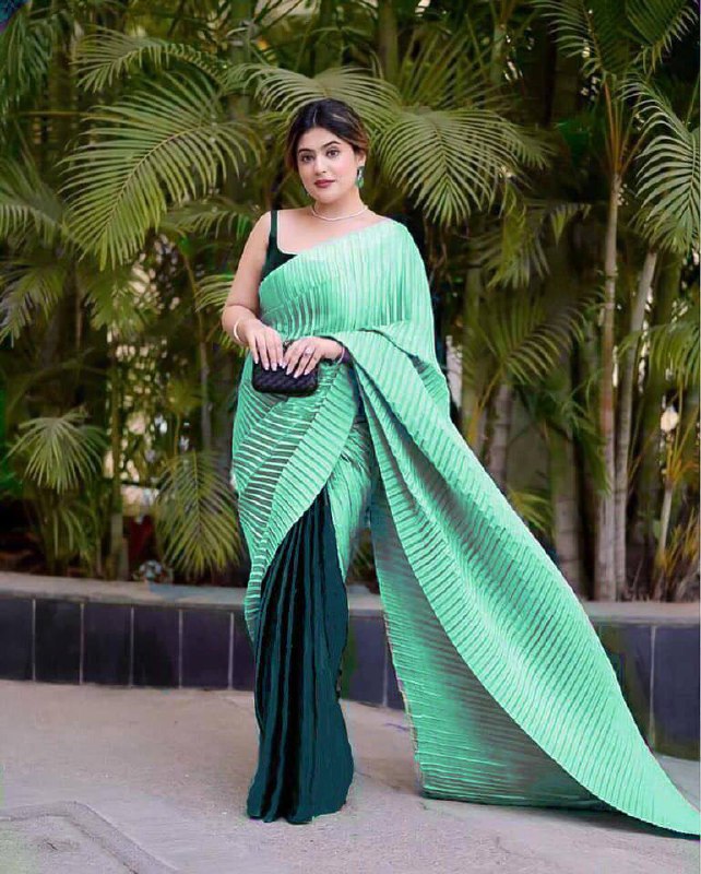 Heavy Satin Silk Party Wear Plating Saree With Silk Blouse