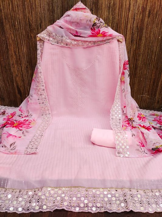 Beautiful Multi Sequence Worked Suit With Georgette Digital Printed Duppata