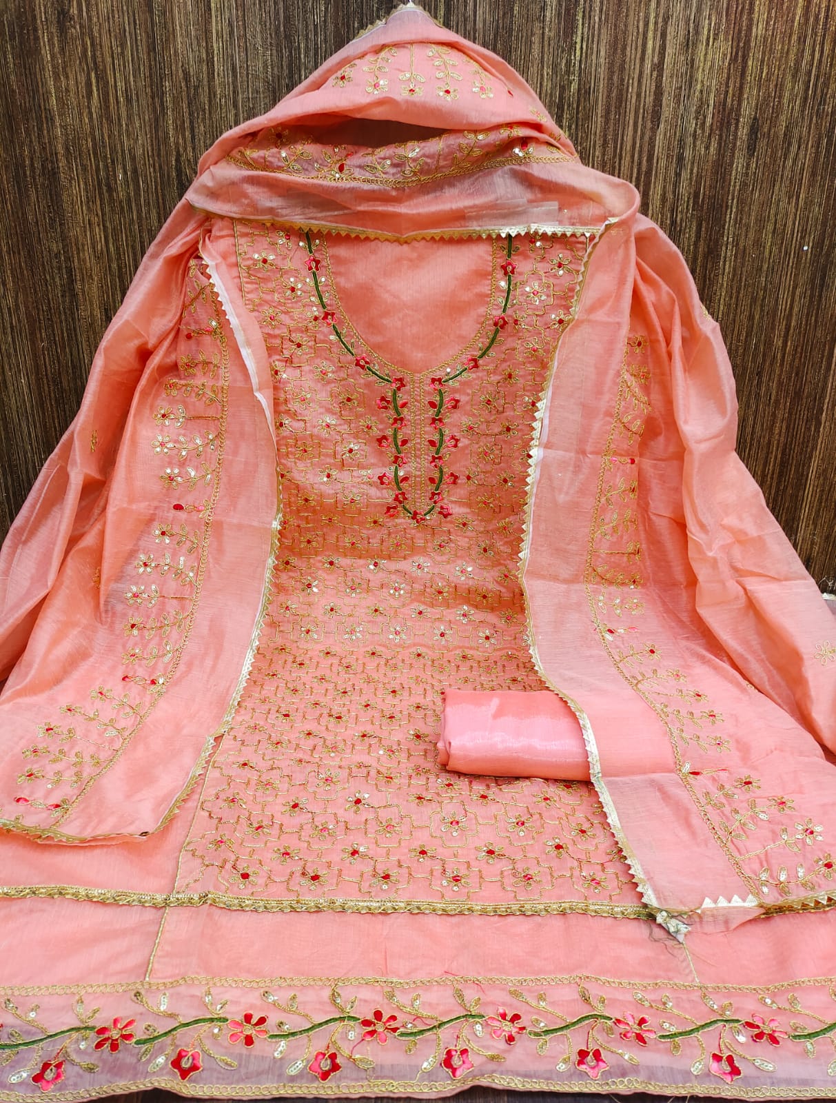 New Beautiful Semi Modal Codding Sequence Embroidary  Worked Dress Material