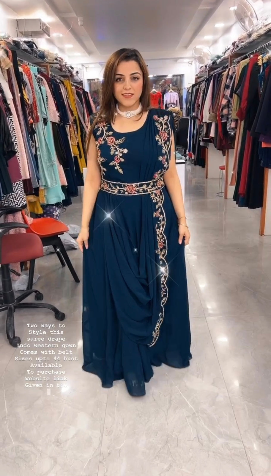 Amezing Party Wear Gown And Saree Style Embroidery And Sequence Work Outfits