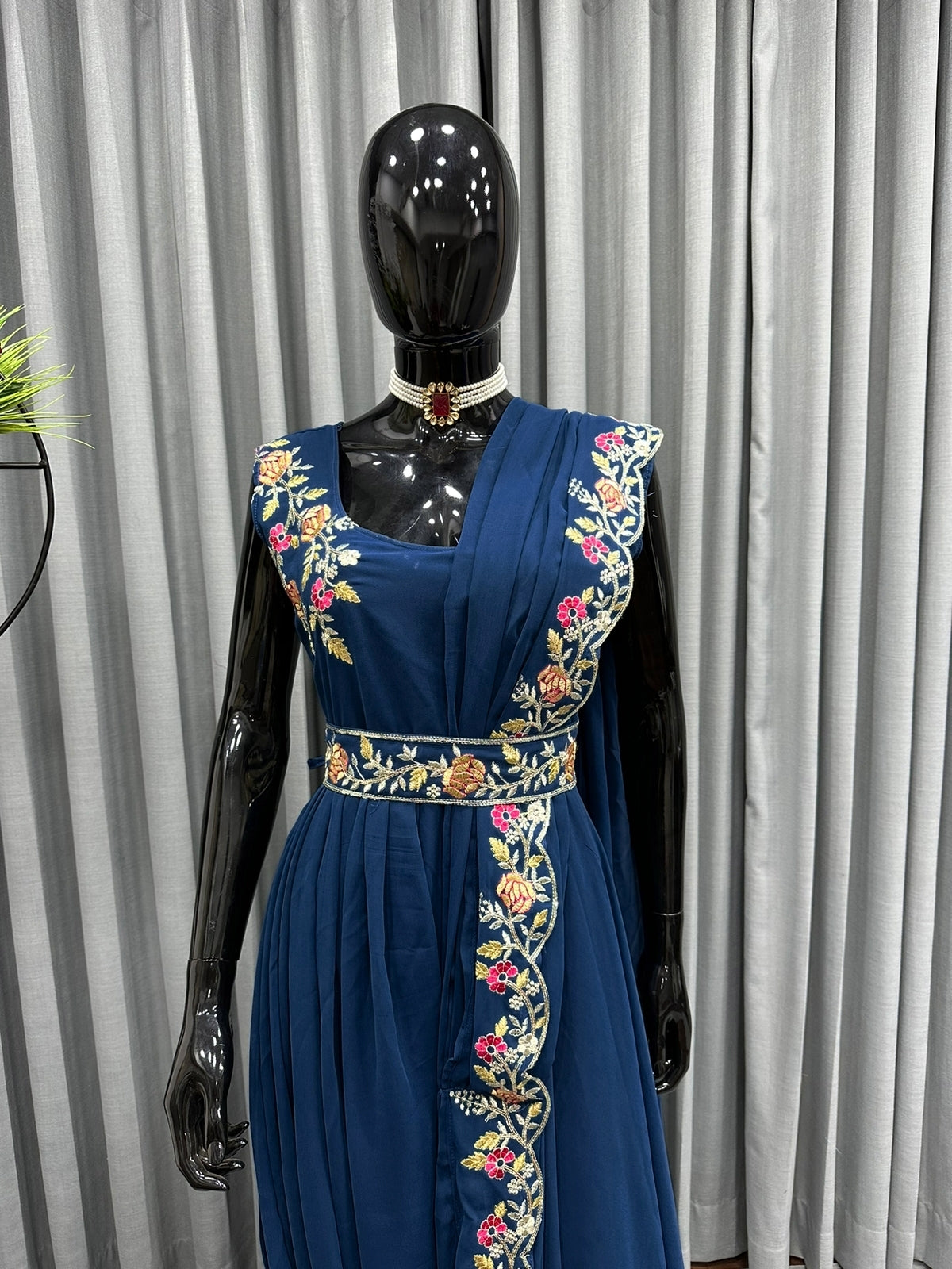 Amezing Party Wear Gown And Saree Style Embroidery And Sequence Work Outfits
