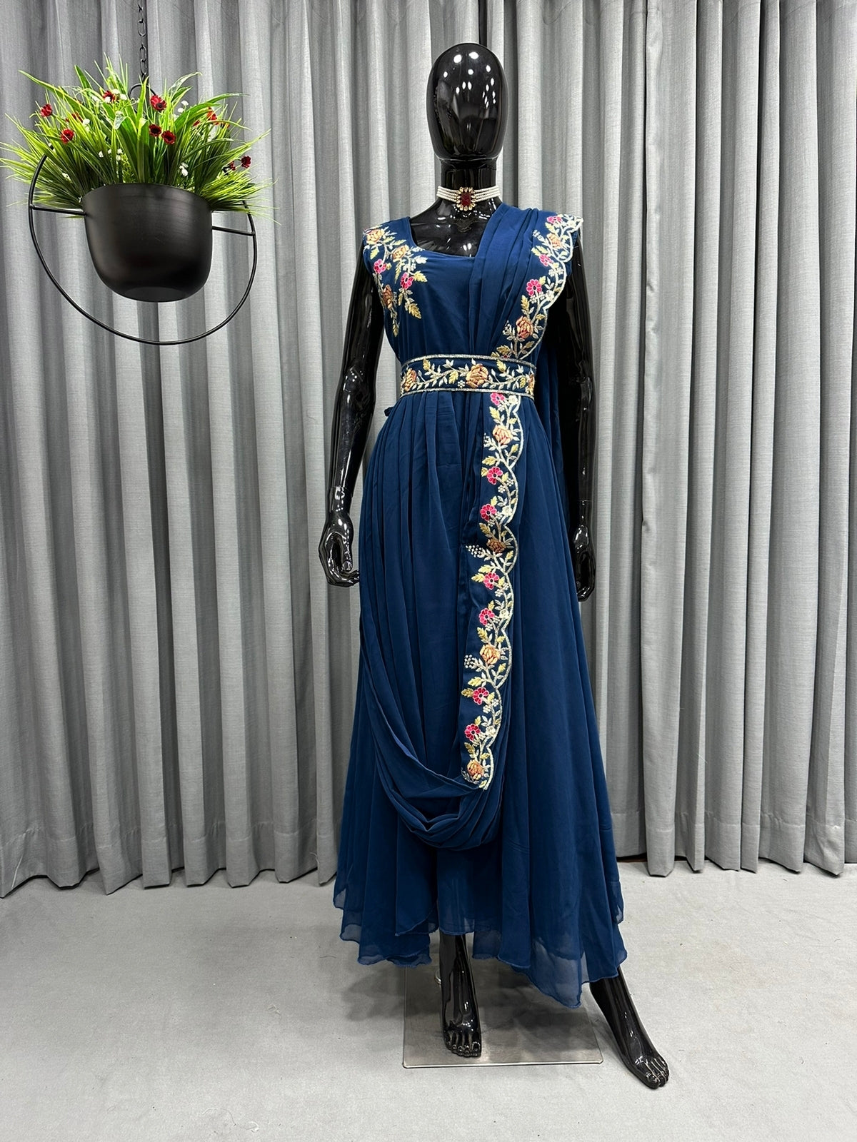 Amezing Party Wear Gown And Saree Style Embroidery And Sequence Work Outfits